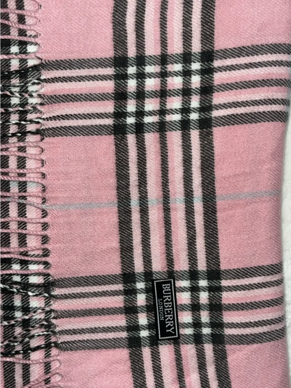 Burberry Pink and Black Plaid Cashmere-Blend Scarf
